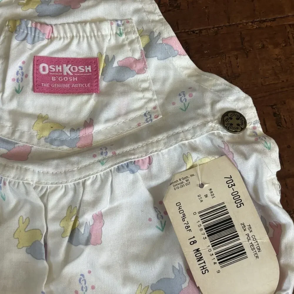 NWT Rare Vintage OshKosh Bgosh Romper 18 Months Easter Bunny Print Made in USA